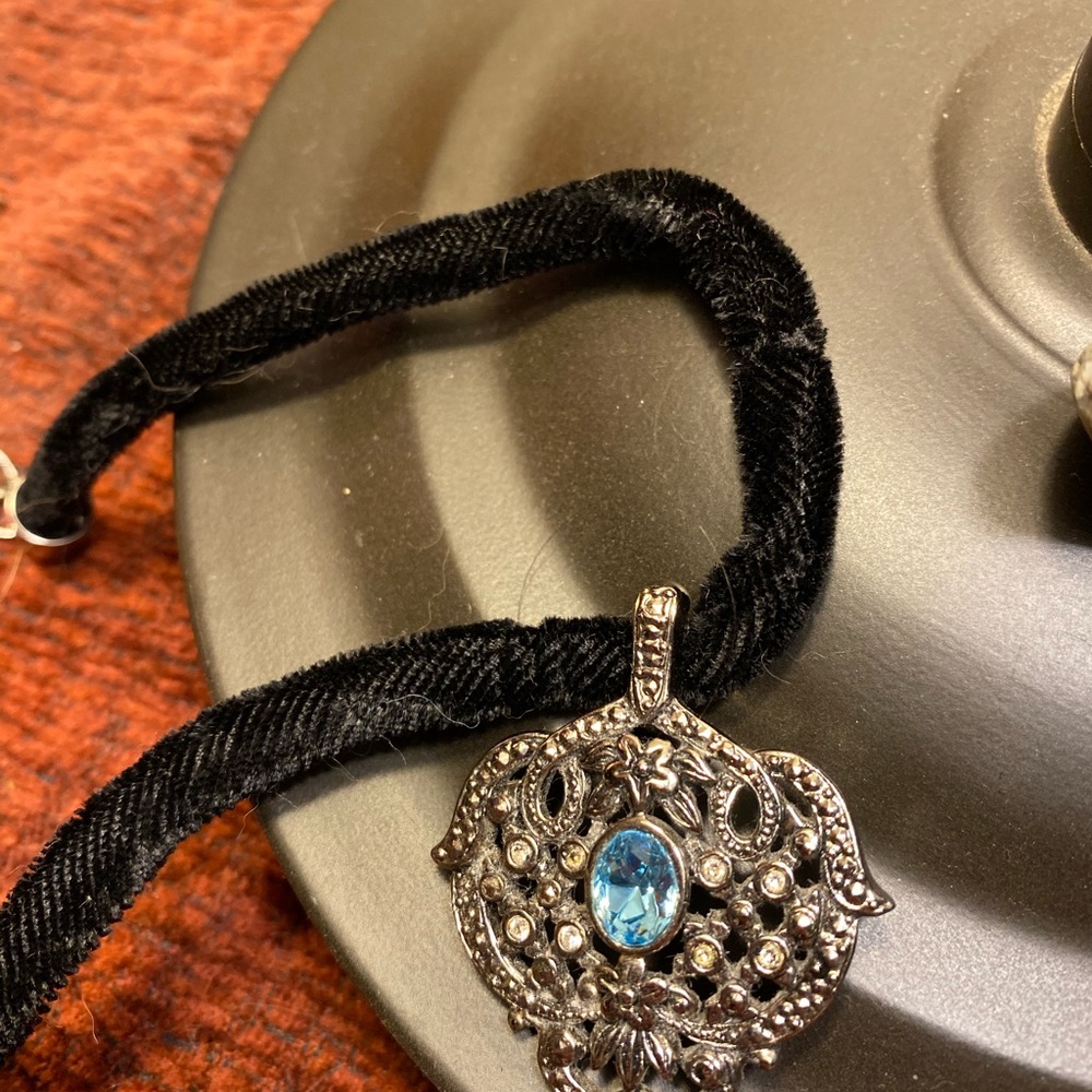 Blue Topaz Velvet Choker